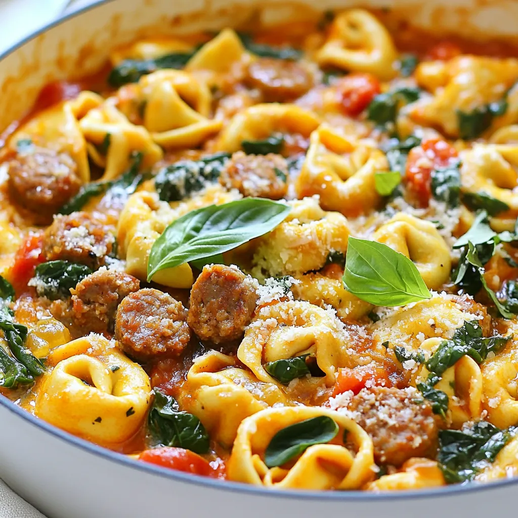 Hearty One Pan Tortellini with Sausage Dinner