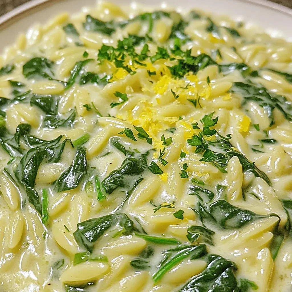 Creamy Garlic Spinach Orzo Savory Dinner Delight