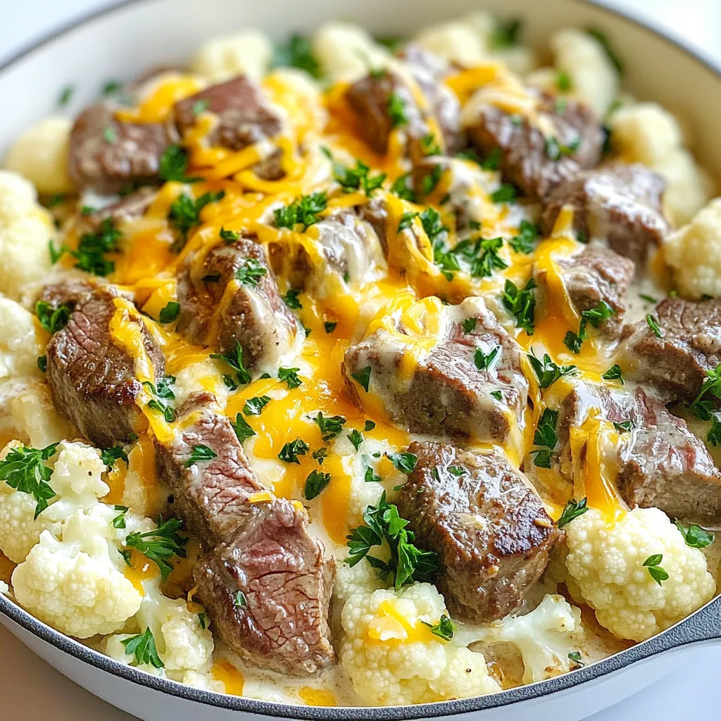 Creamy Steak Bites Cauliflower Skillet Delight