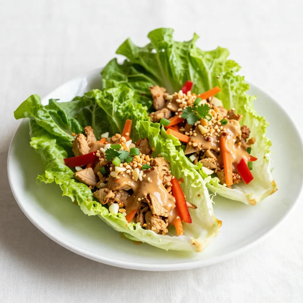 Thai Peanut Chicken Lettuce Wraps Fresh and Tasty Meal