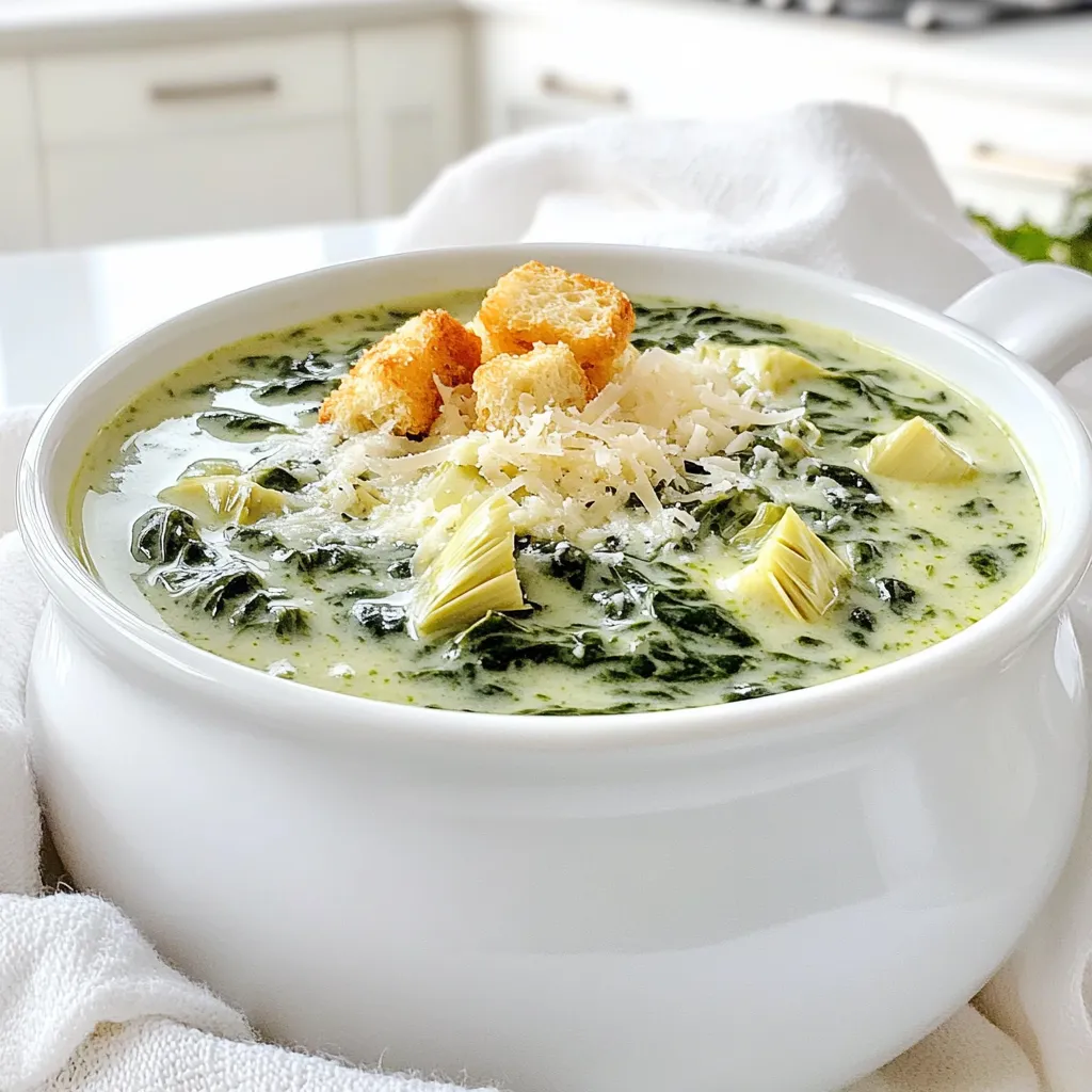 Slow Cooker Creamy Spinach Artichoke Soup Delight