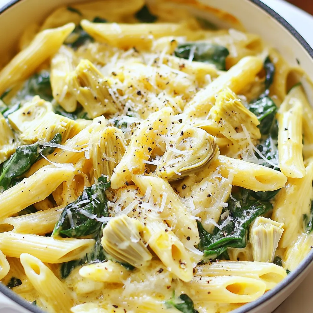 One-Pot Spinach Artichoke Pasta Easy and Flavorful Meal