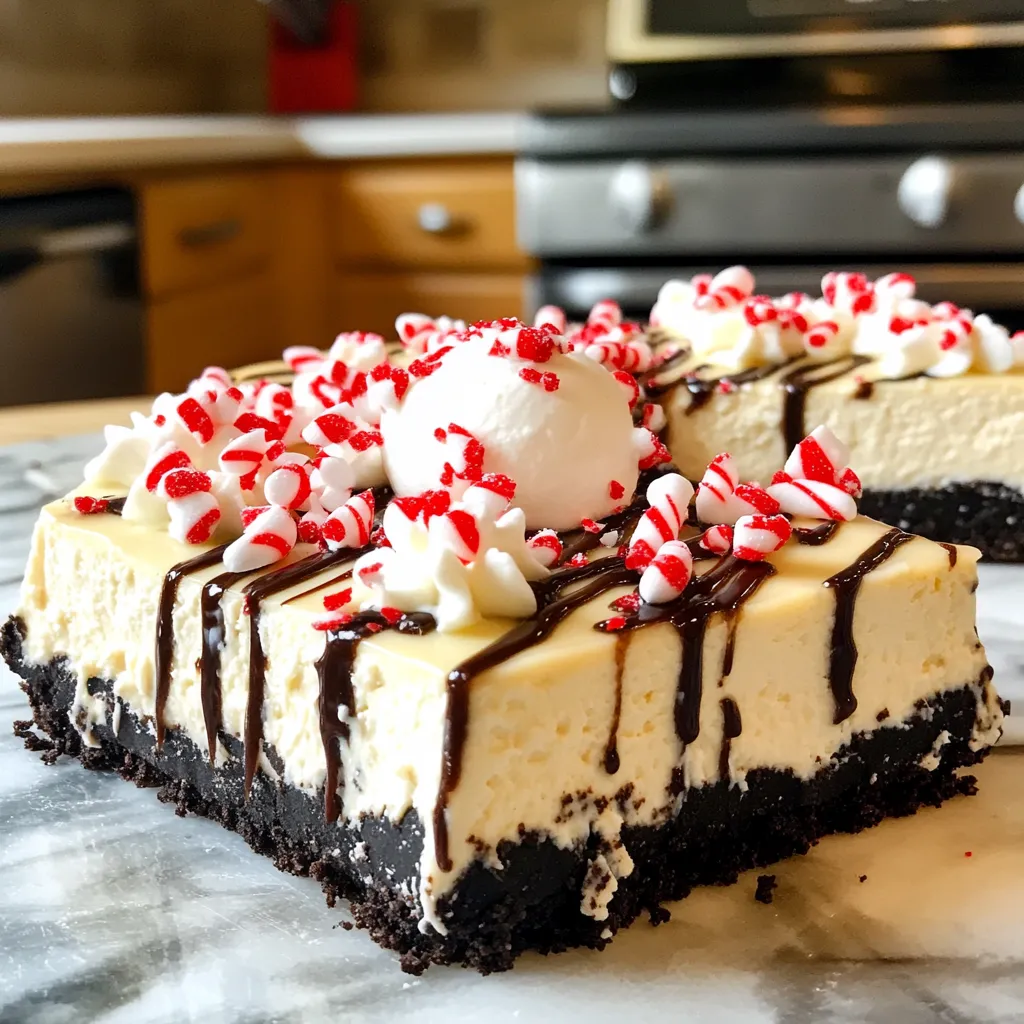 No-Bake Peppermint Bark Oreo Cheesecake Delight