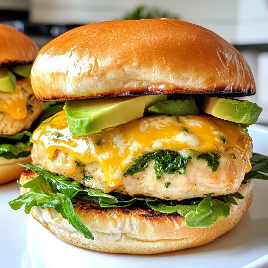 White Cheddar Spinach Chicken Burgers Flavorful Delight
