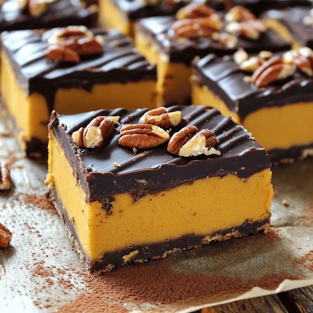 No-Bake Chocolate Peanut Butter Pumpkin Bars Delight