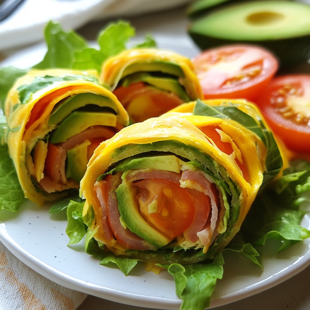 Quick Breakfast Avocado and Turkey Ham Roll-Ups Delight