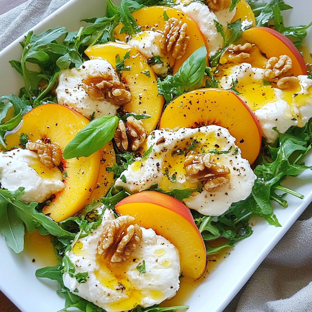 Peach Burrata Arugula Salad Fresh and Flavorful Dish