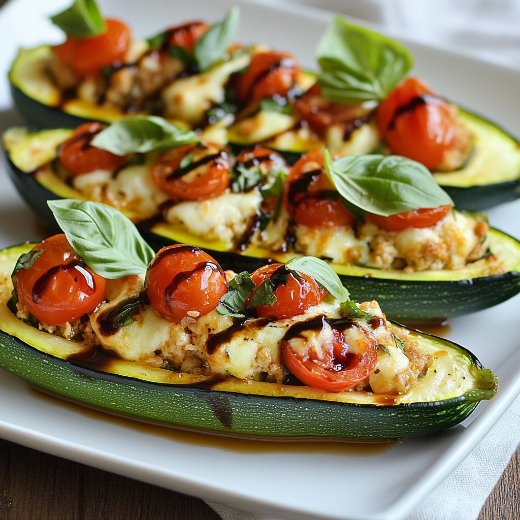 Caprese Chicken Stuffed Zucchini Boats Delightful Dish