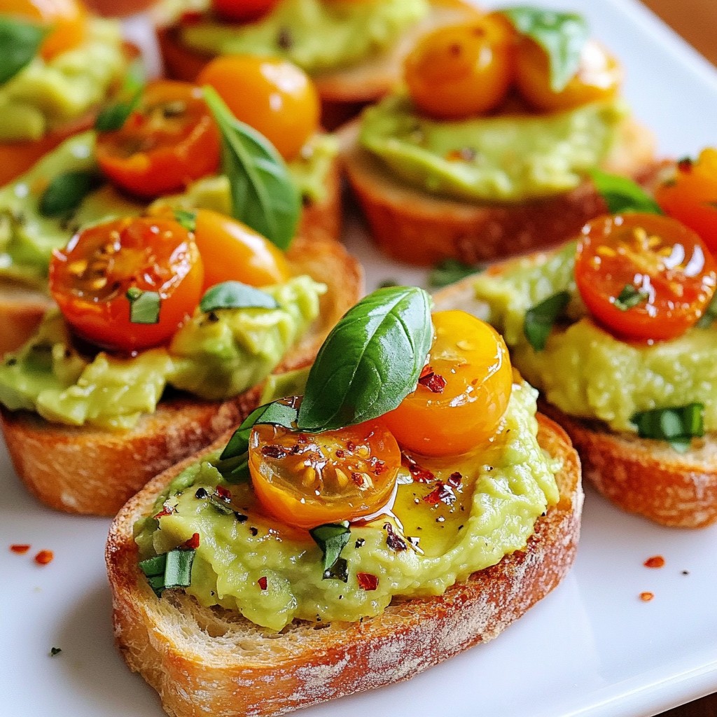 Quick Breakfast Avocado and Tomato Bruschetta Delight