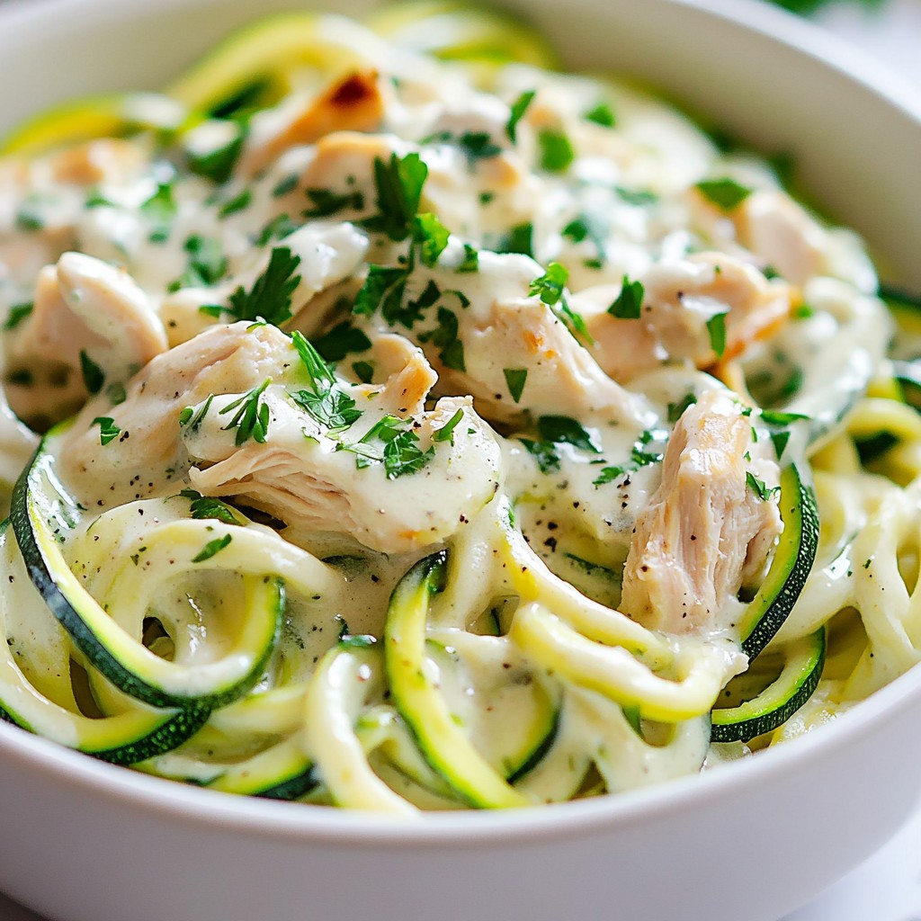 Zoodle Alfredo With Chicken Creamy and Hearty Dish