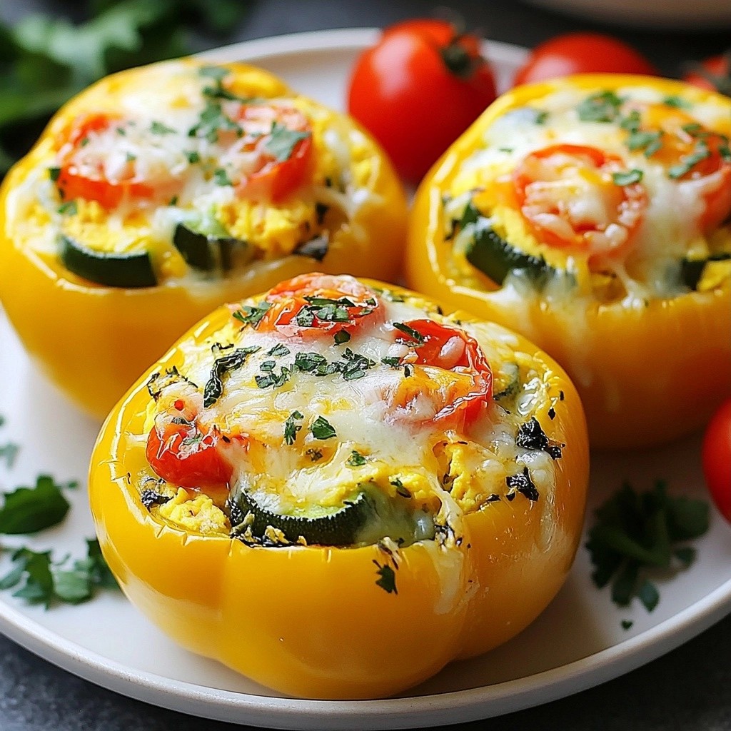Protein Breakfast Egg and Veggie Stuffed Bell Peppers