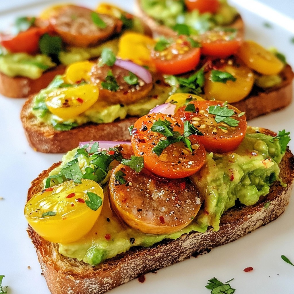 Savory Brunch Avocado Toast with Chicken Sausage Delight