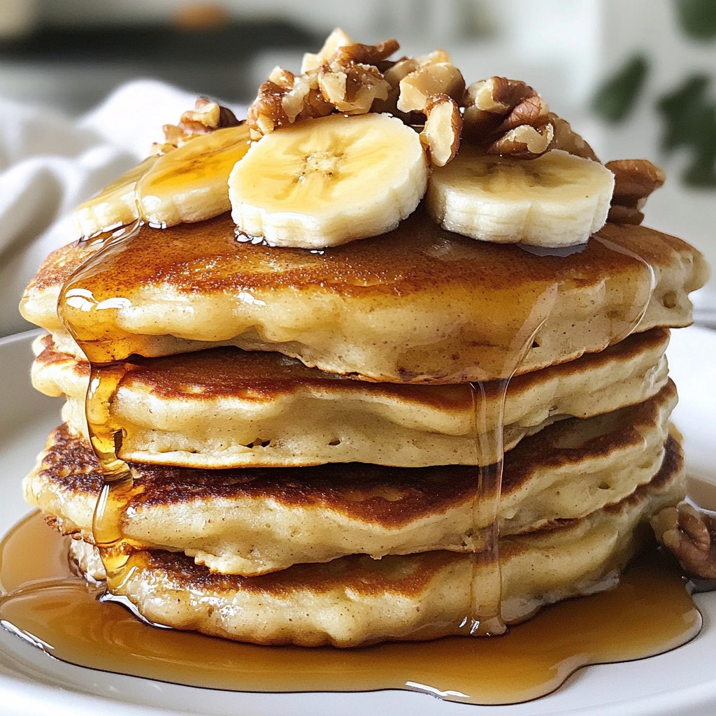Fluffy Pancakes Banana and Walnut Stack Recipe Delight