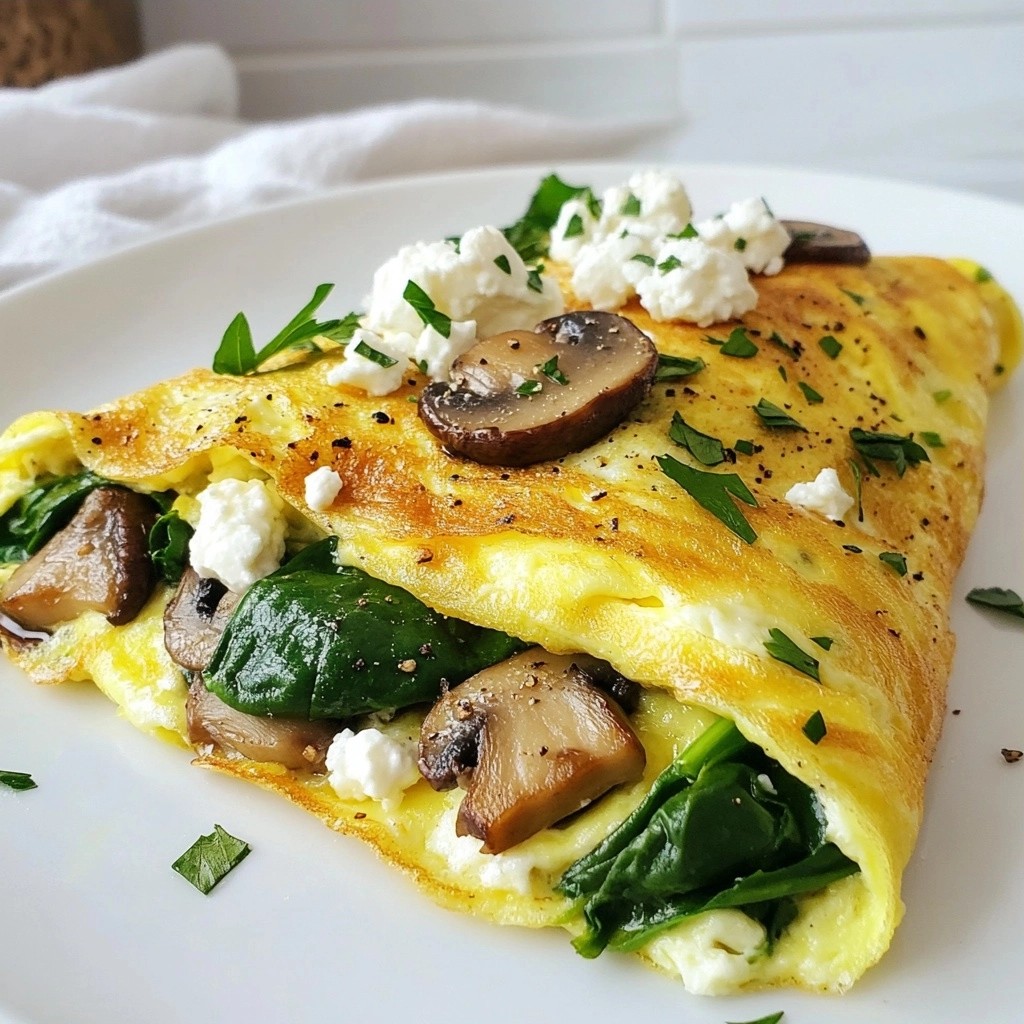 Protein Breakfast Mushroom and Spinach Omelette Recipe