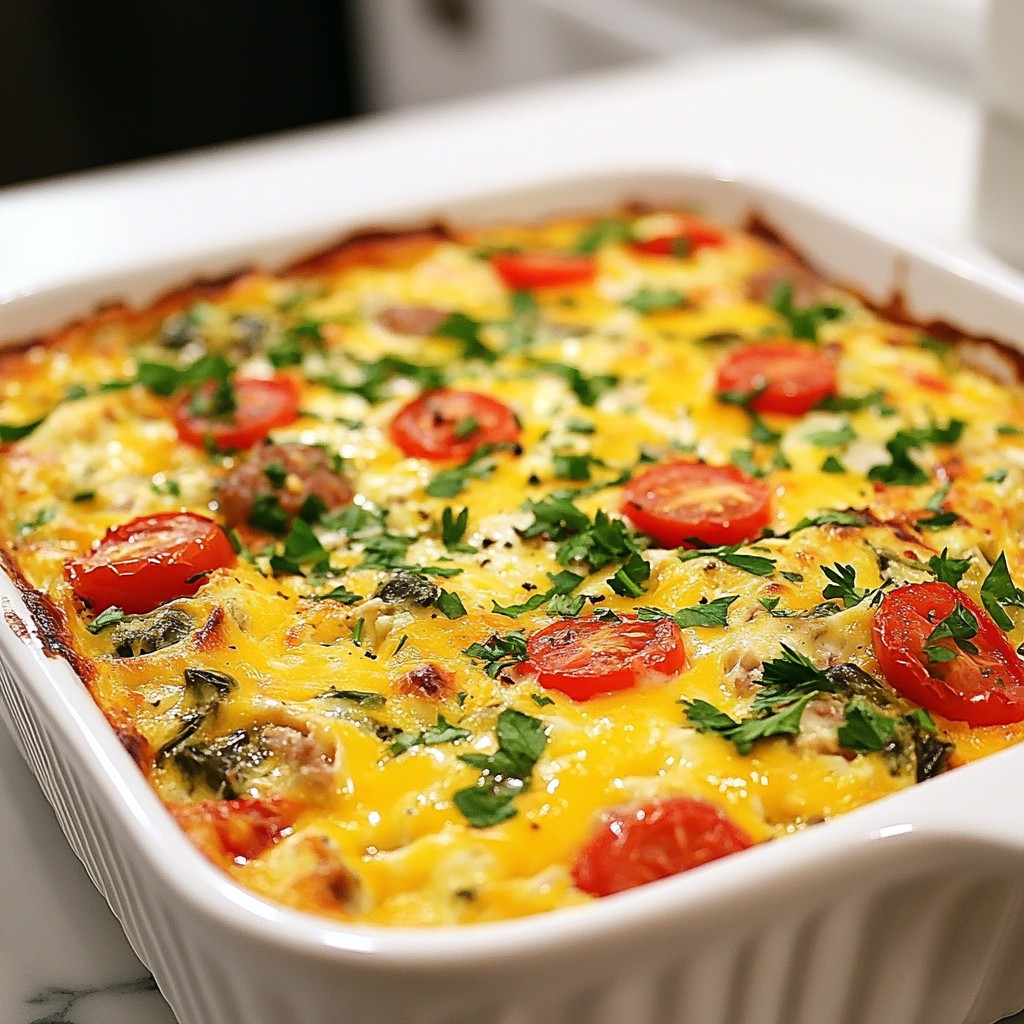 Protein Breakfast Veggie and Cheese Egg Casserole