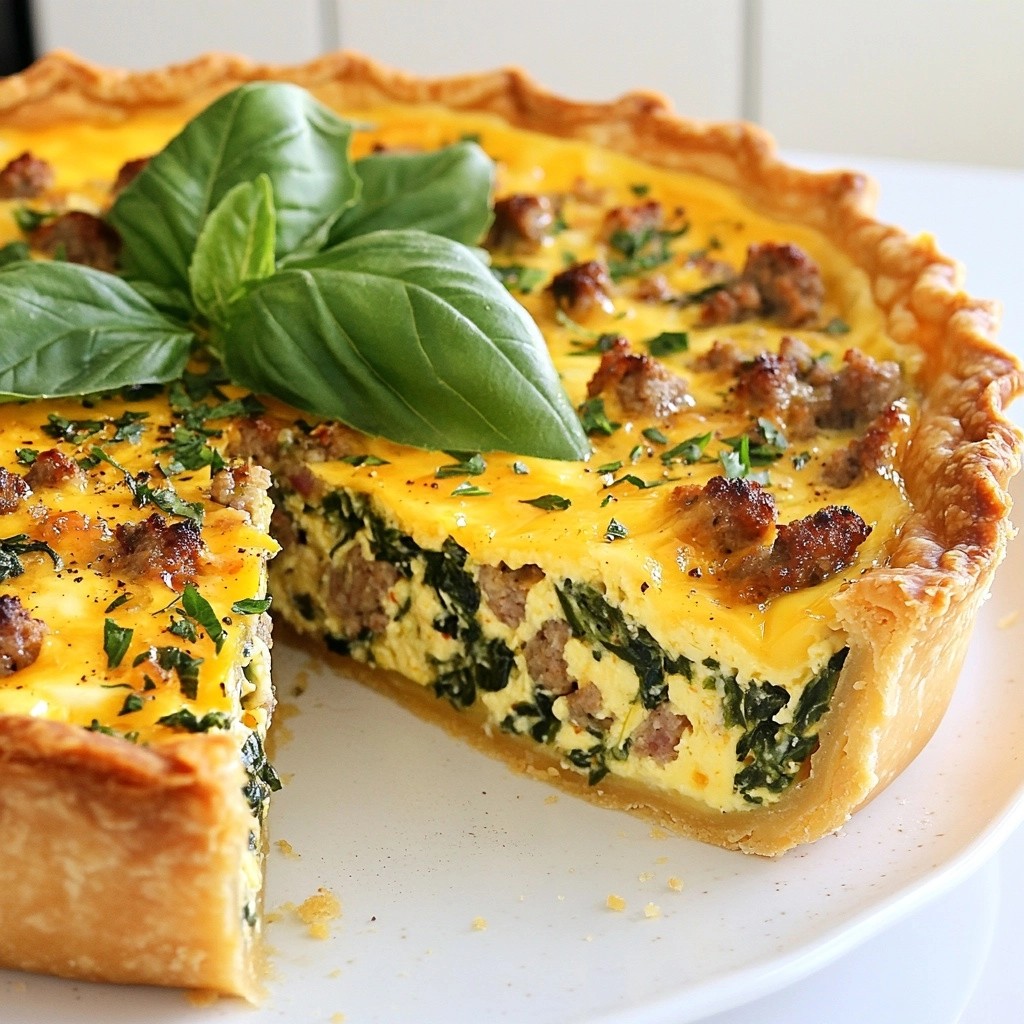 Brunch Herb-Infused Turkey Sausage and Cheese Quiche