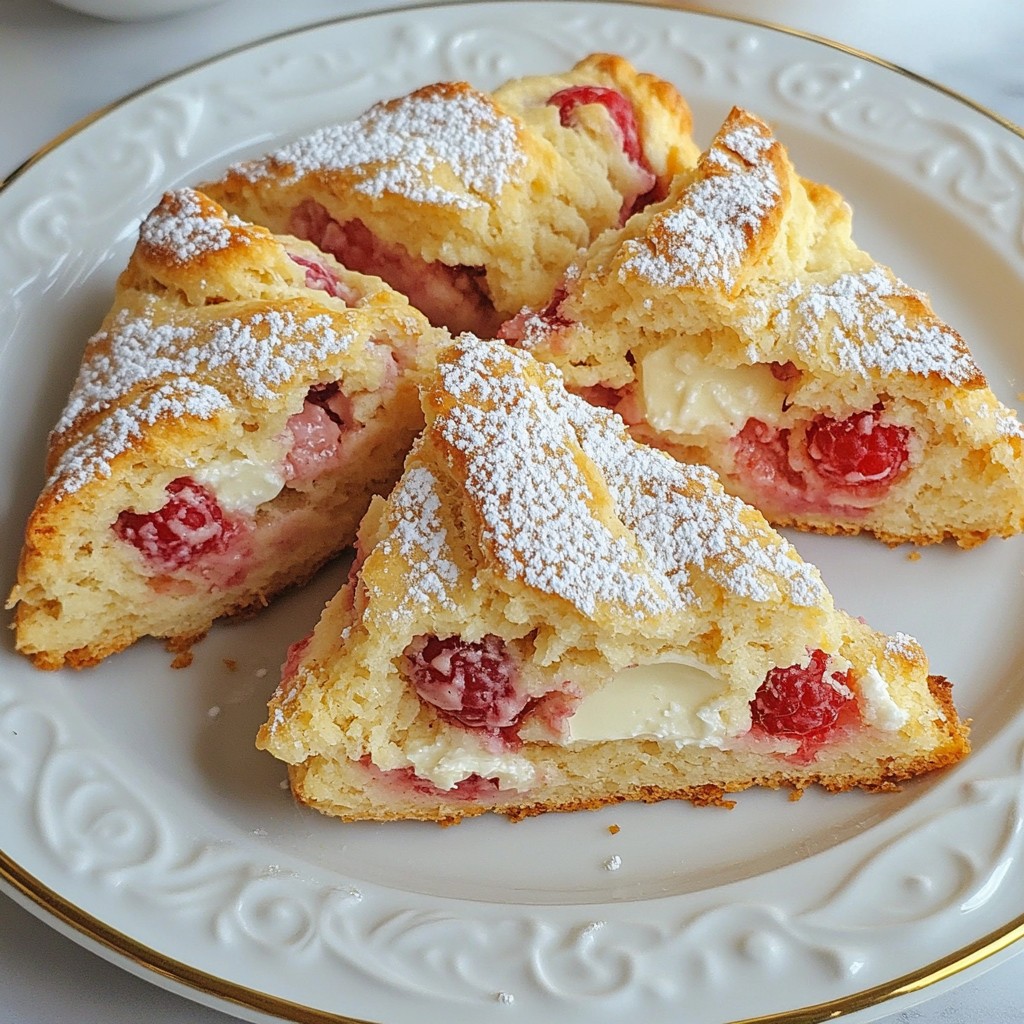 Raspberry White Chocolate Scones Flaky and Delicious Treat