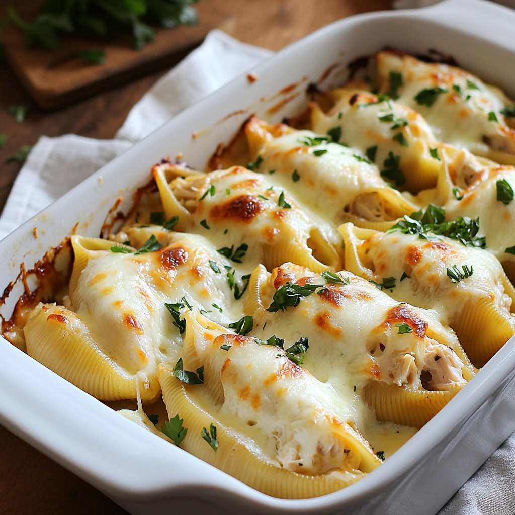 Savory Chicken Alfredo Stuffed Shells Easy Recipe