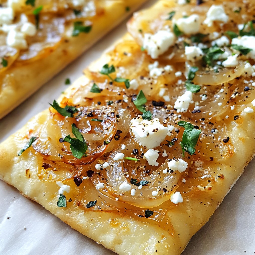 Savoury brunch Caramelized Onion Feta Flatbread Delight
