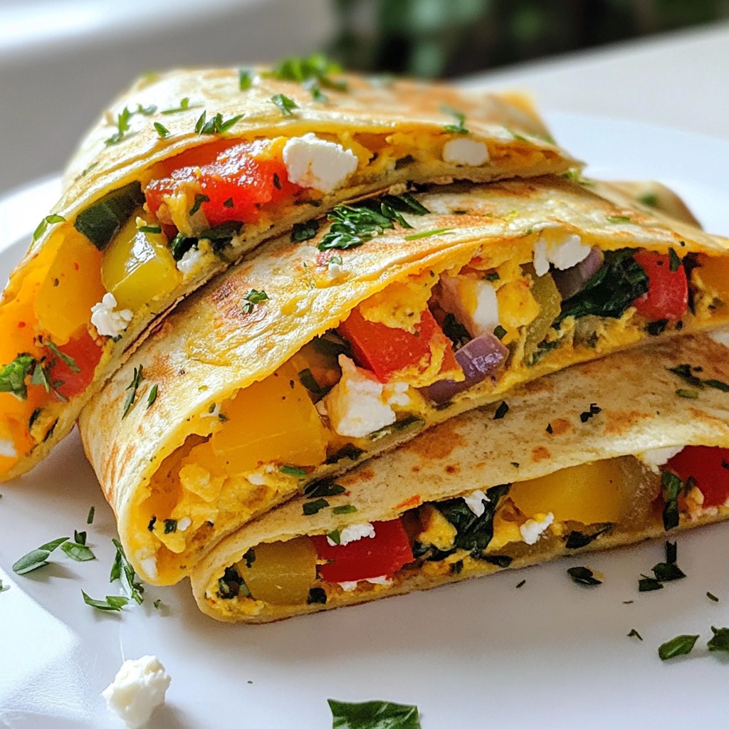 Quick breakfast Veggie and Feta Omelette Wraps Recipe