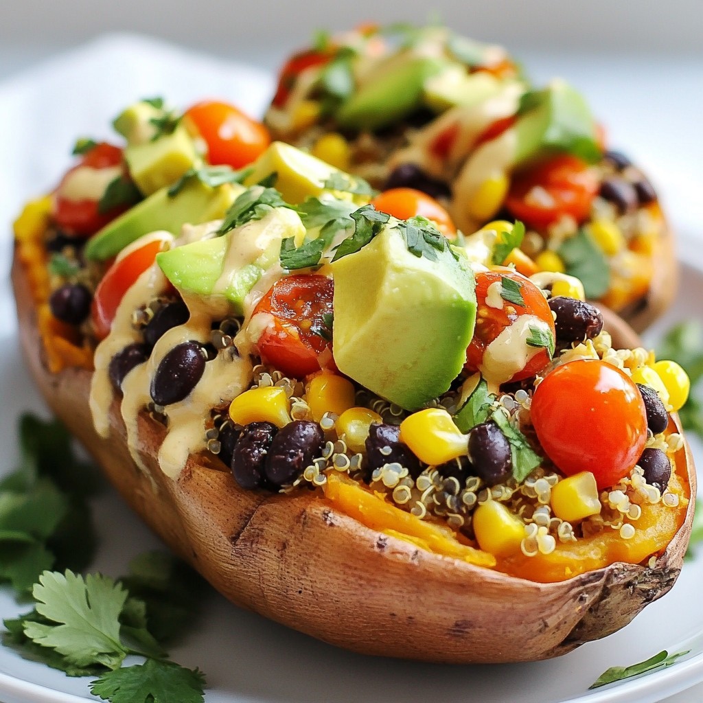 Vegan Stuffed Sweet Potatoes with Tahini Drizzle Delight