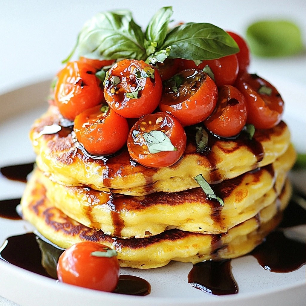Savory pancakes with Tomato Basil Topping Delight