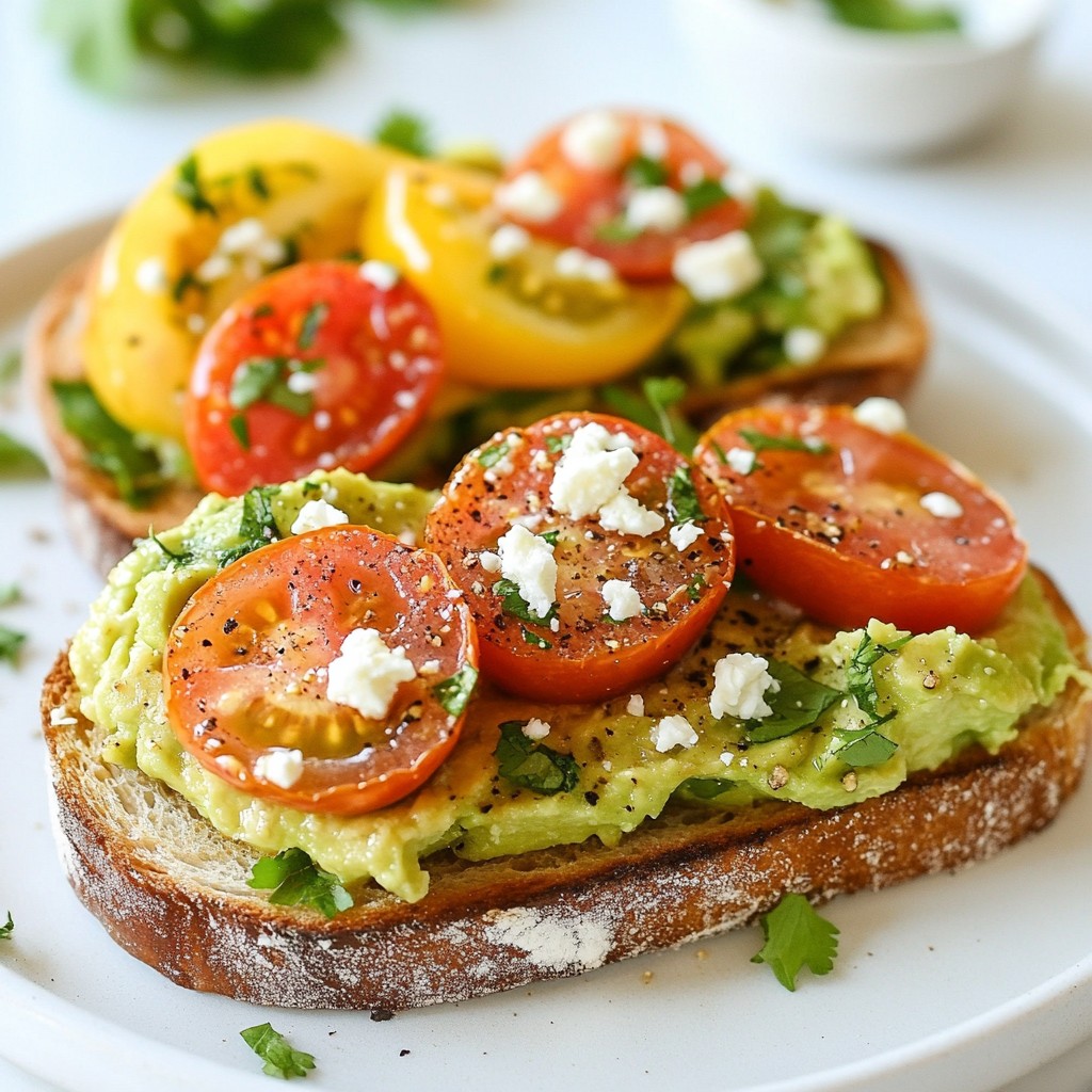 Savory brunch Avocado Toast with Chicken Sausage Delight